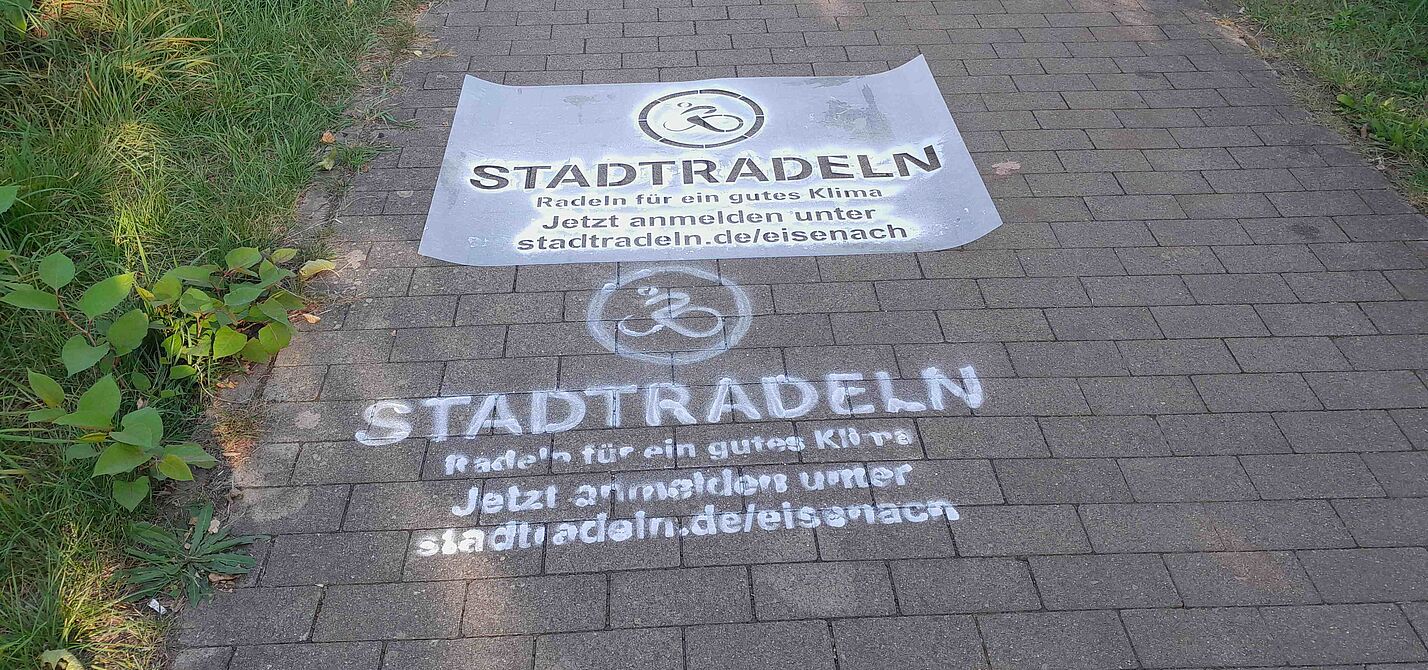 Stadtradeln in Eisenach Radweg mit Stadtradelwerbung